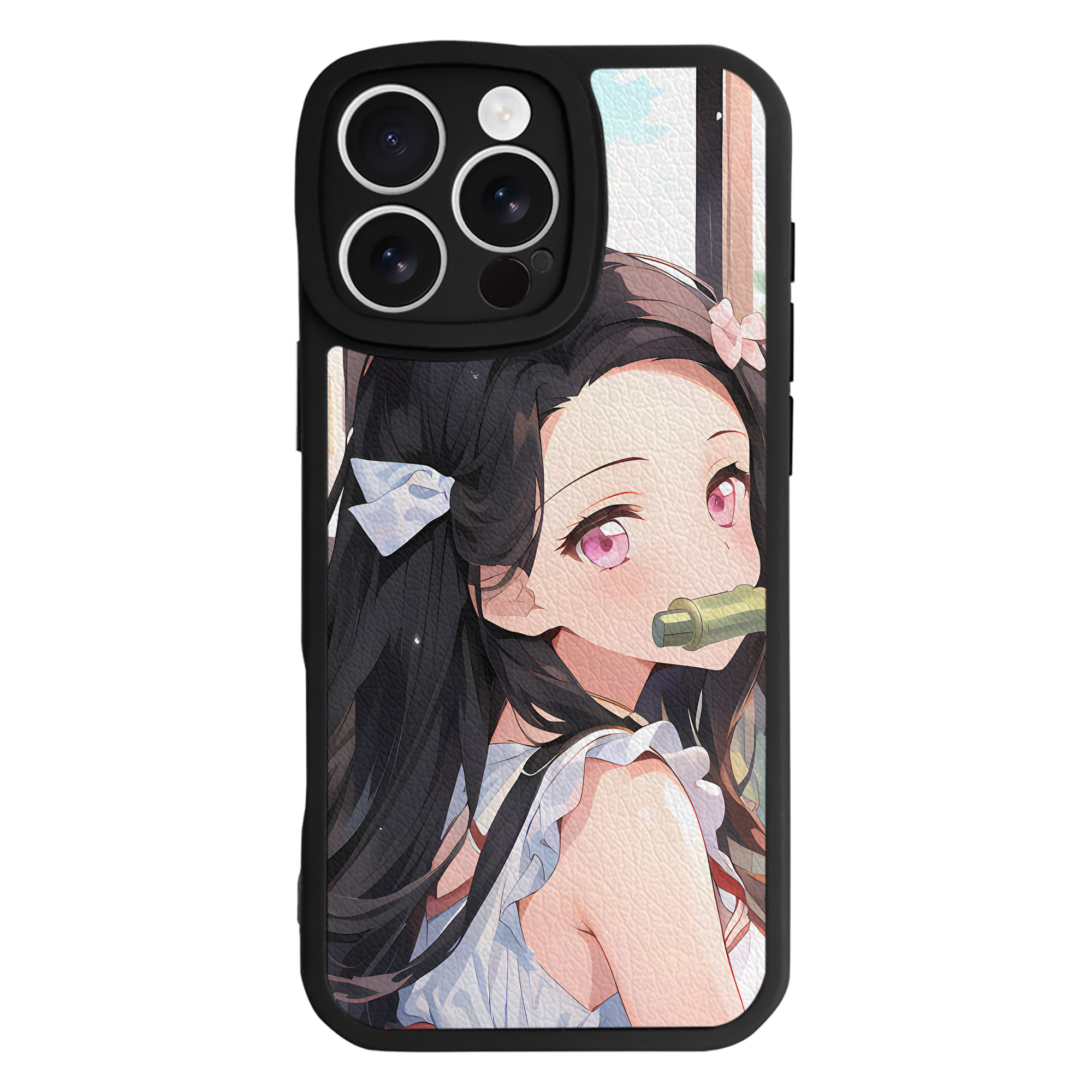 （画像用） 鬼滅の刃（きめつのやいば）竈門 禰󠄀豆子／かまど ねずこ Kamado Nezuko 【iPhone 16シリーズ対応】シリコンスマホケース（レザー調） 材質：シリコン